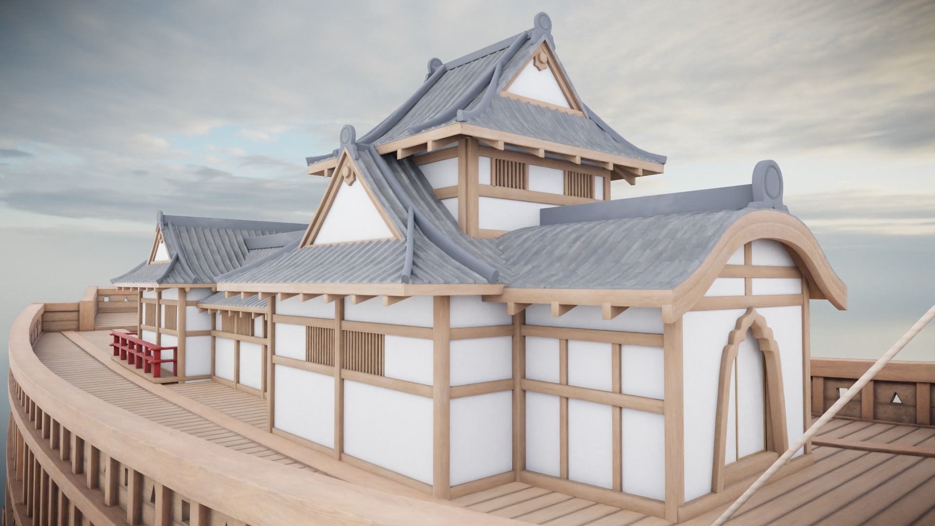 Atakebune - Japanese warship Low-poly 3D model_16