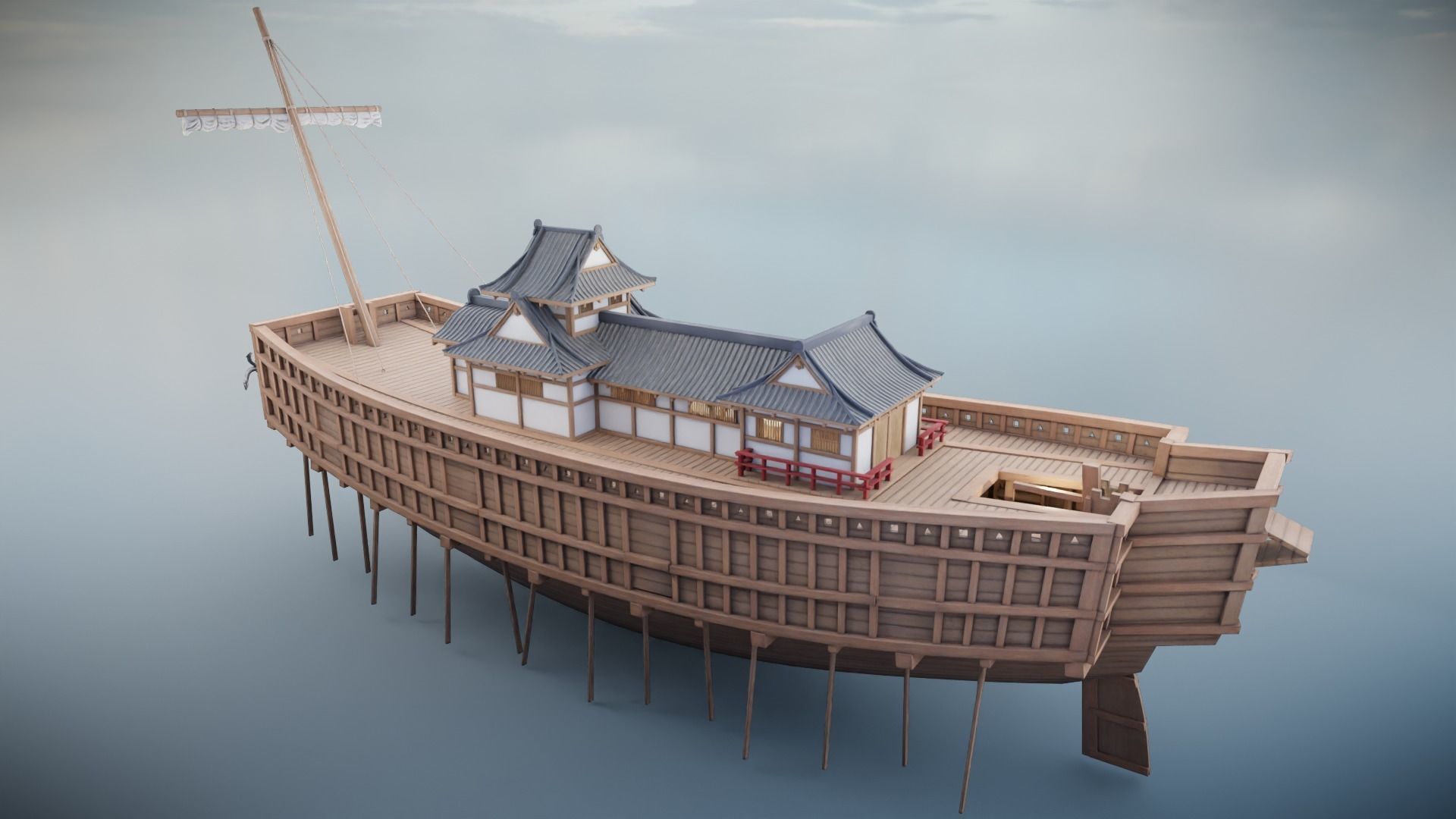Atakebune - Japanese warship Low-poly 3D model_12