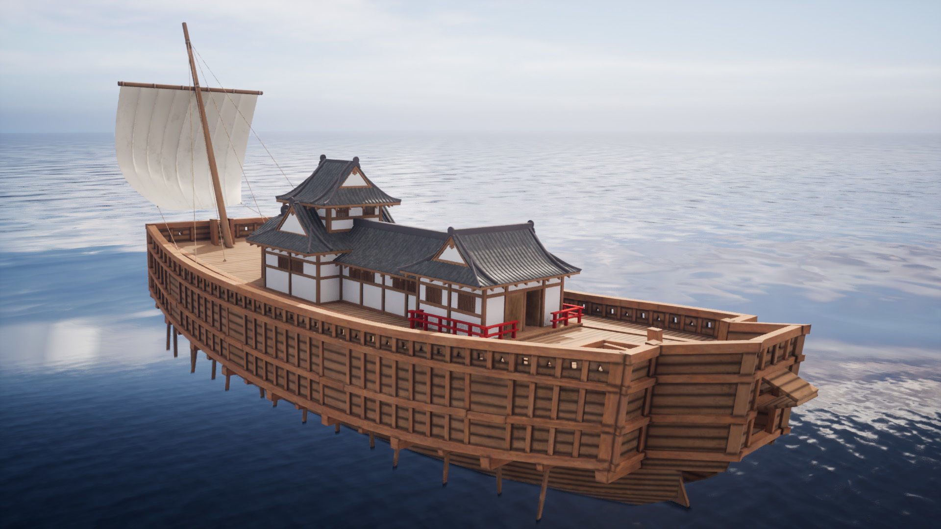 Atakebune - Japanese warship Low-poly 3D model_5