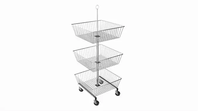 Store Wire Square Baskets 3-tier on Wheels