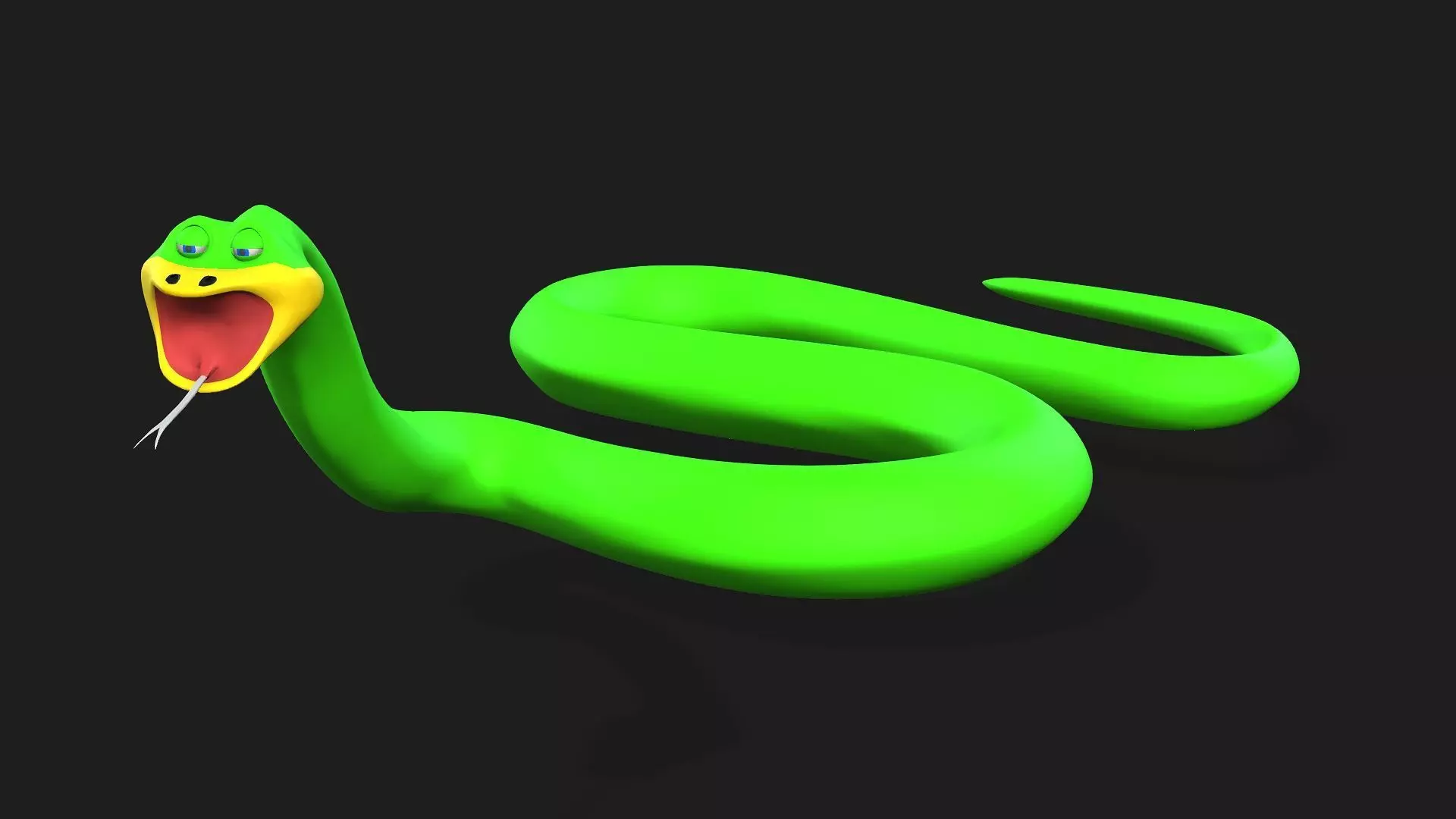 Green Snake Low-poly 3D model_0