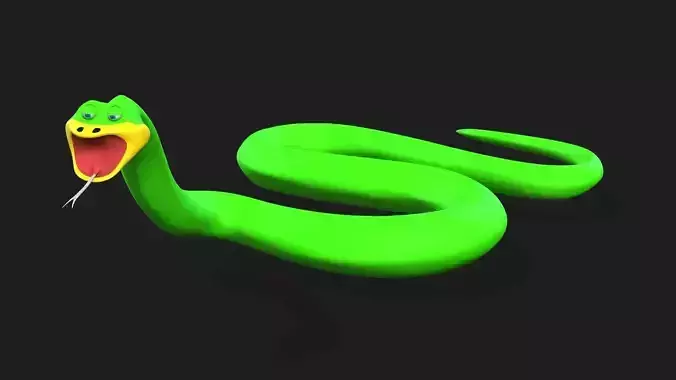 Green Snake Low-poly 3D model