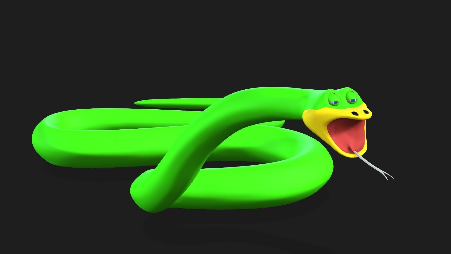 Green Snake Low-poly 3D model_2