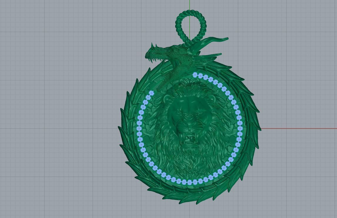 Dragon and Lion pendnat 3D print model_2