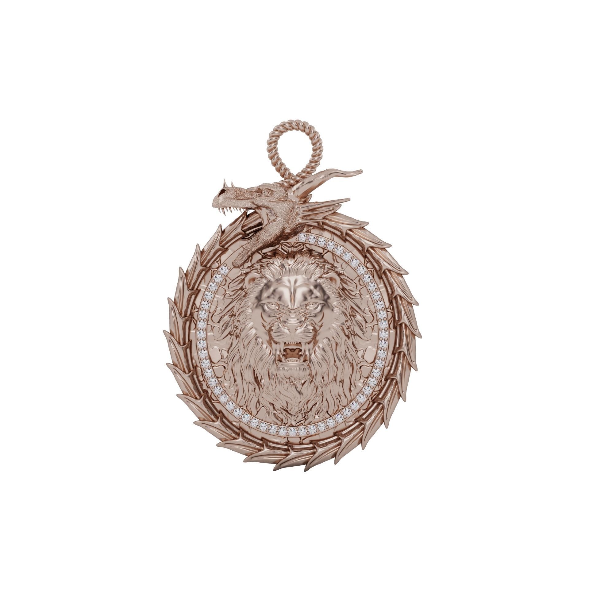 Dragon and Lion pendnat 3D print model_3