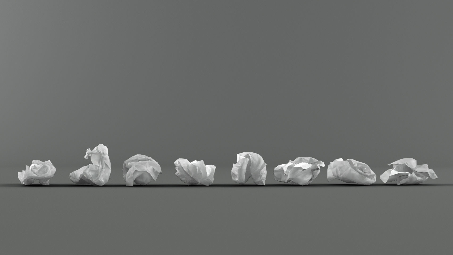 Trash bin and crumpled paper collection LowPoly PBR Low-poly 3D model_24