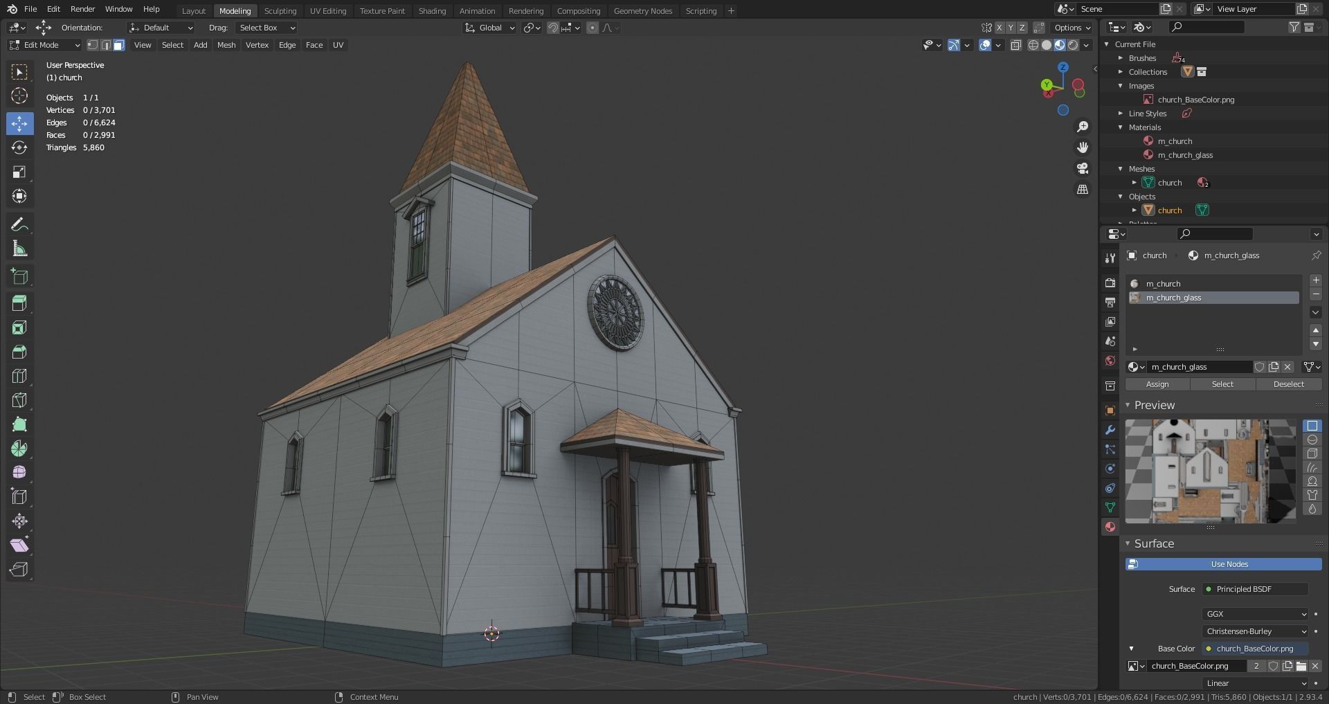 church Low-poly 3D model_12