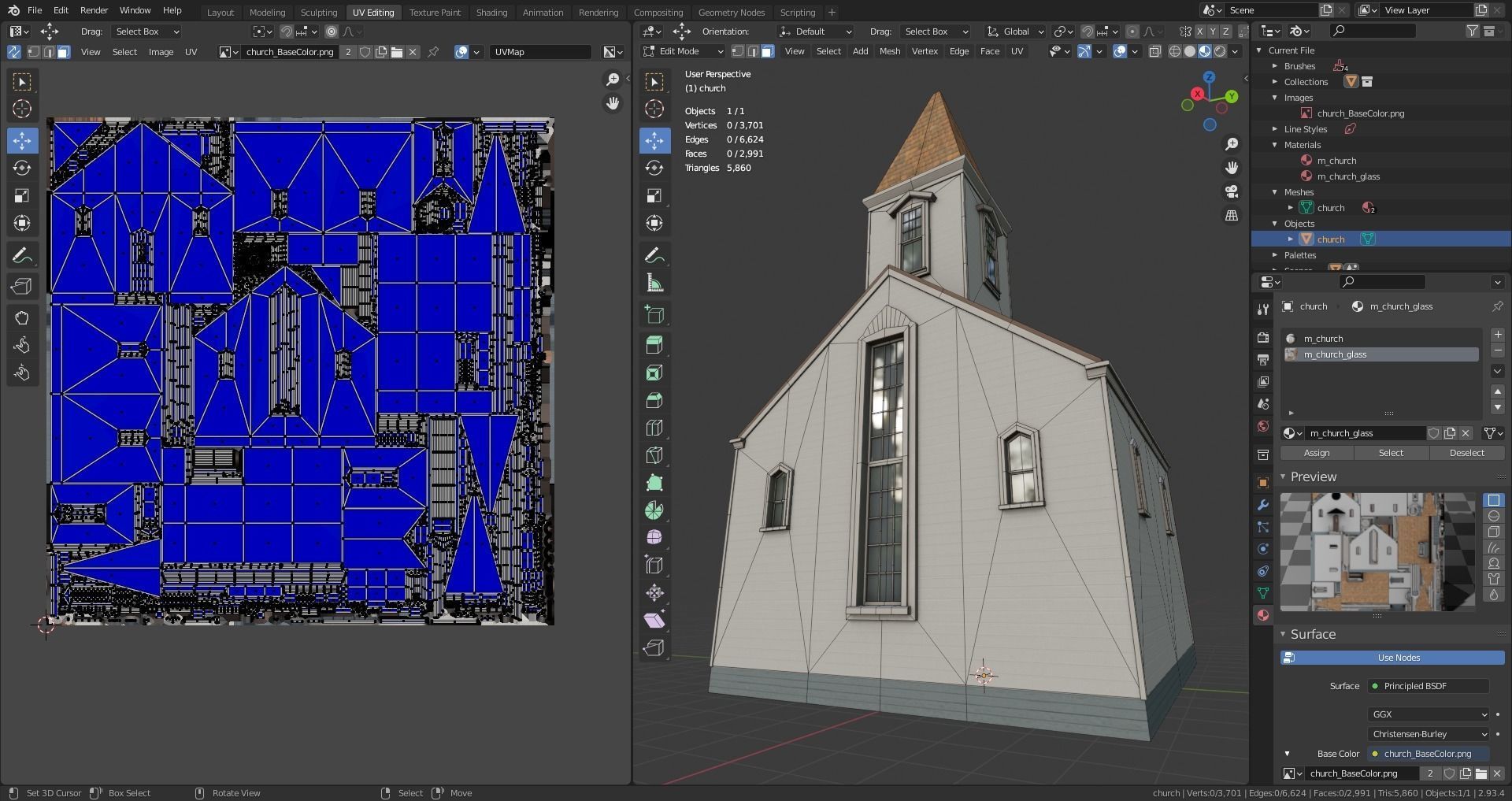church Low-poly 3D model_13