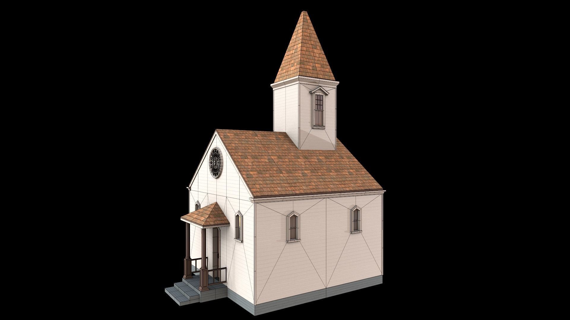 church Low-poly 3D model_10