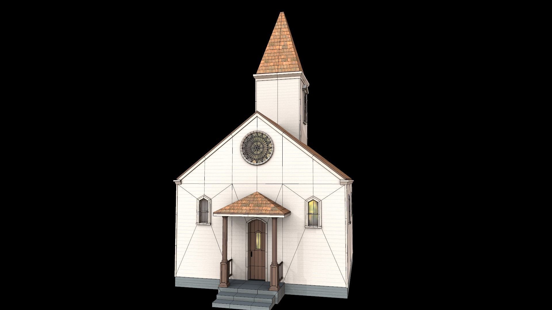 church Low-poly 3D model_11
