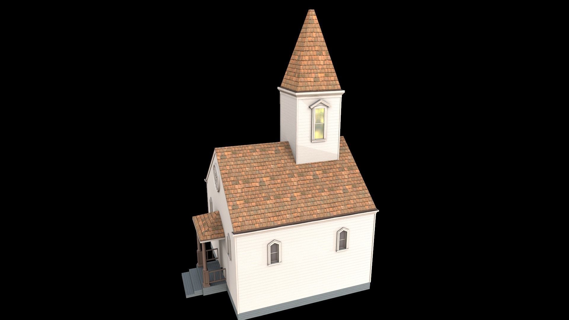 church Low-poly 3D model_3