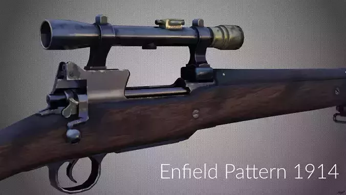 Enfield pattern 1914 rifle Low-poly 3D model