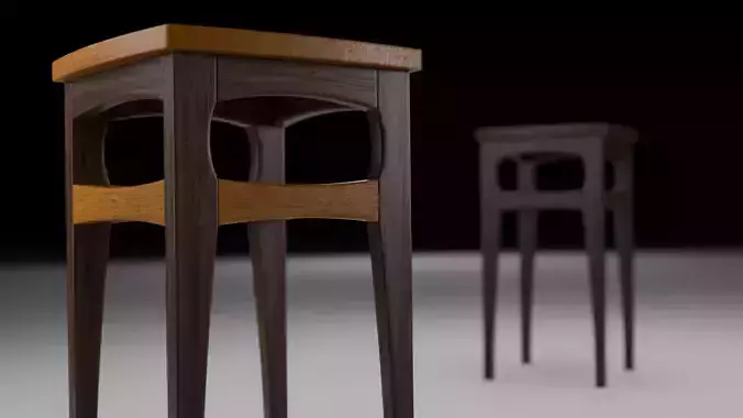 Walnut Iroko Hardwood End Table Furniture 8K PBR subdiv modern