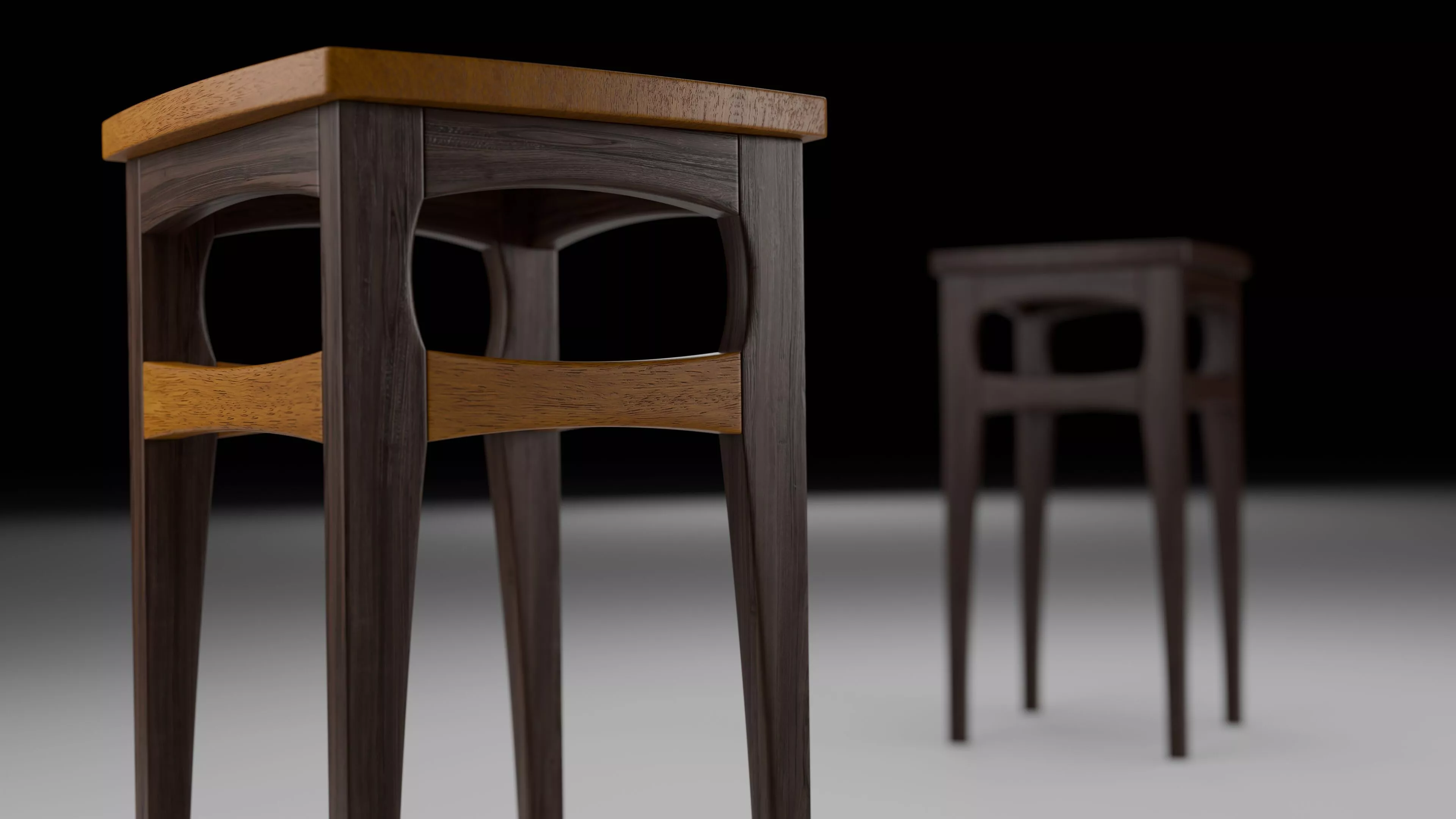Walnut Iroko Hardwood End Table Furniture 8K PBR subdiv modern 3D model