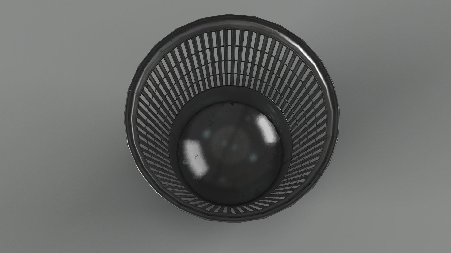 Trash bin and crumpled paper LowPoly PBR Low-poly 3D model_5