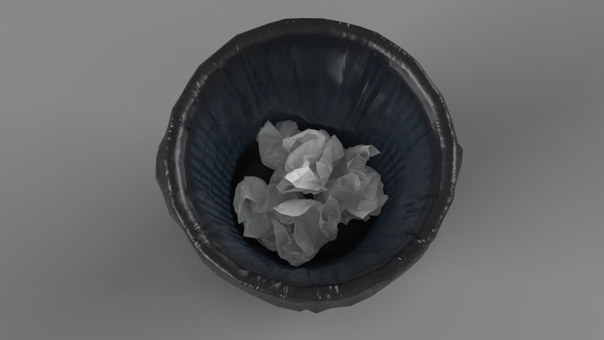 Trash bin and crumpled paper LowPoly PBR Low-poly 3D model_8