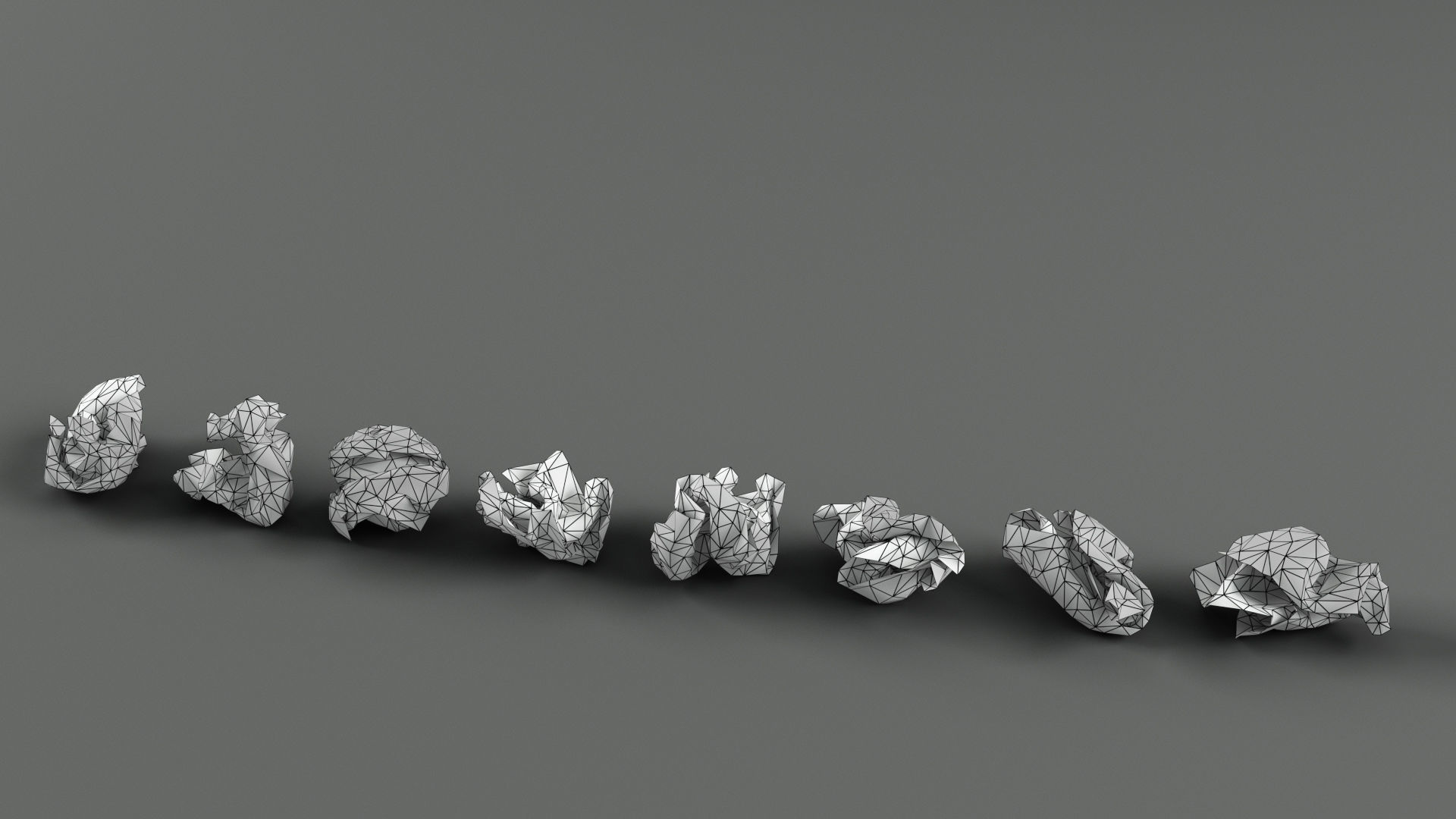 Trash bin and crumpled paper LowPoly PBR Low-poly 3D model_19