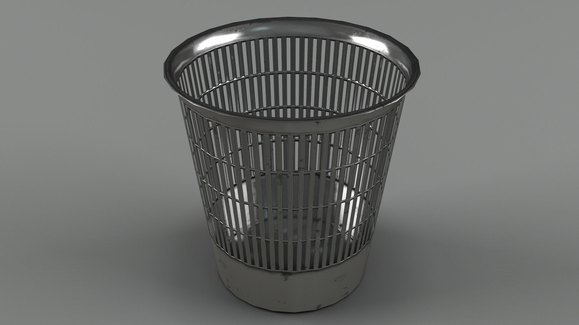 Trash bin and crumpled paper LowPoly PBR Low-poly 3D model_7