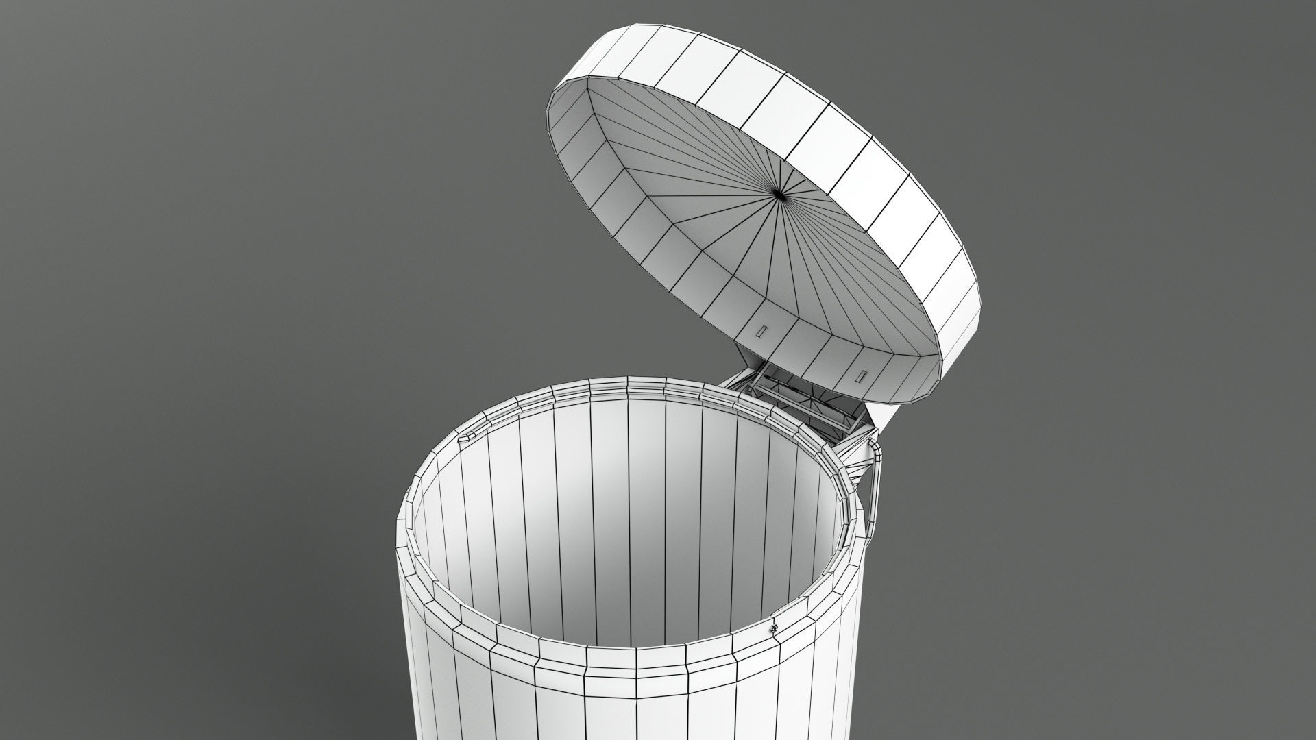 Pedal Trash bin and crumpled paper LowPoly PBR Low-poly 3D model_15