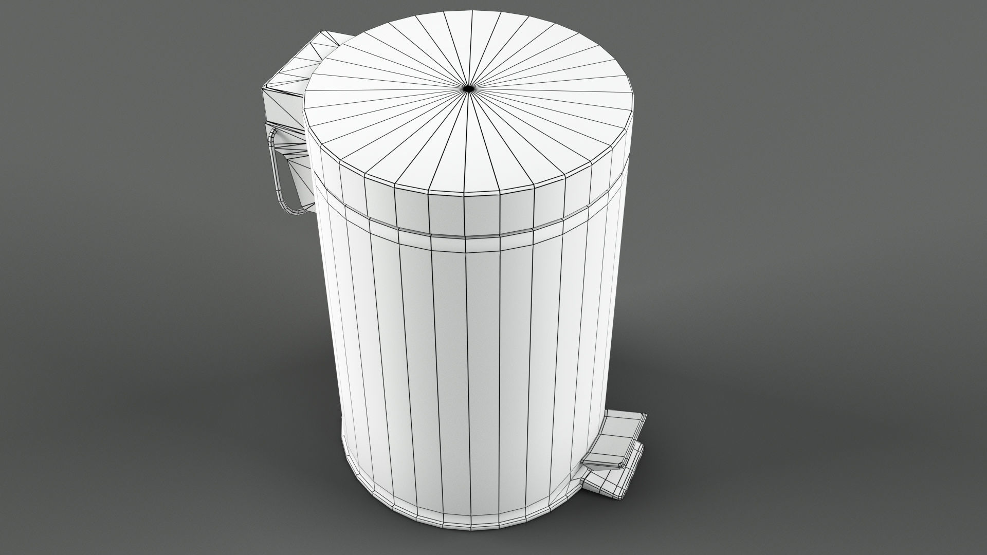 Pedal Trash bin and crumpled paper LowPoly PBR Low-poly 3D model_13