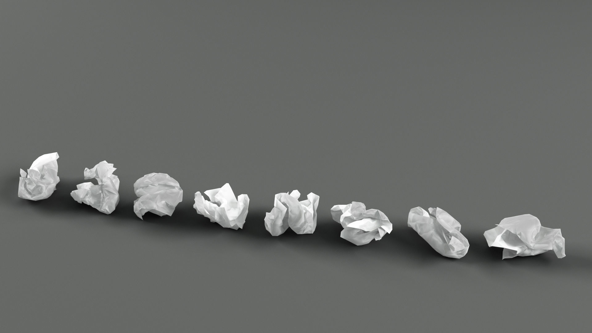 Pedal Trash bin and crumpled paper LowPoly PBR Low-poly 3D model_11