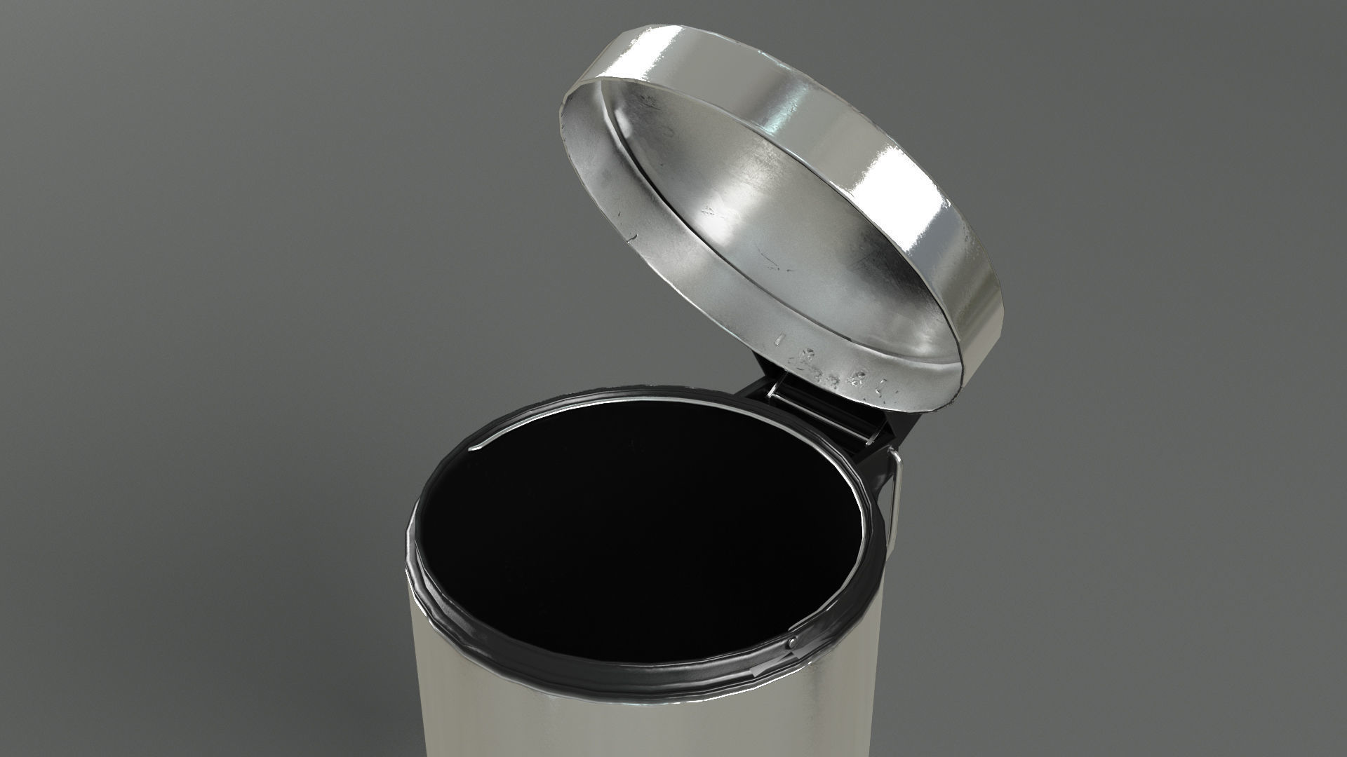 Pedal Trash bin and crumpled paper LowPoly PBR Low-poly 3D model_6