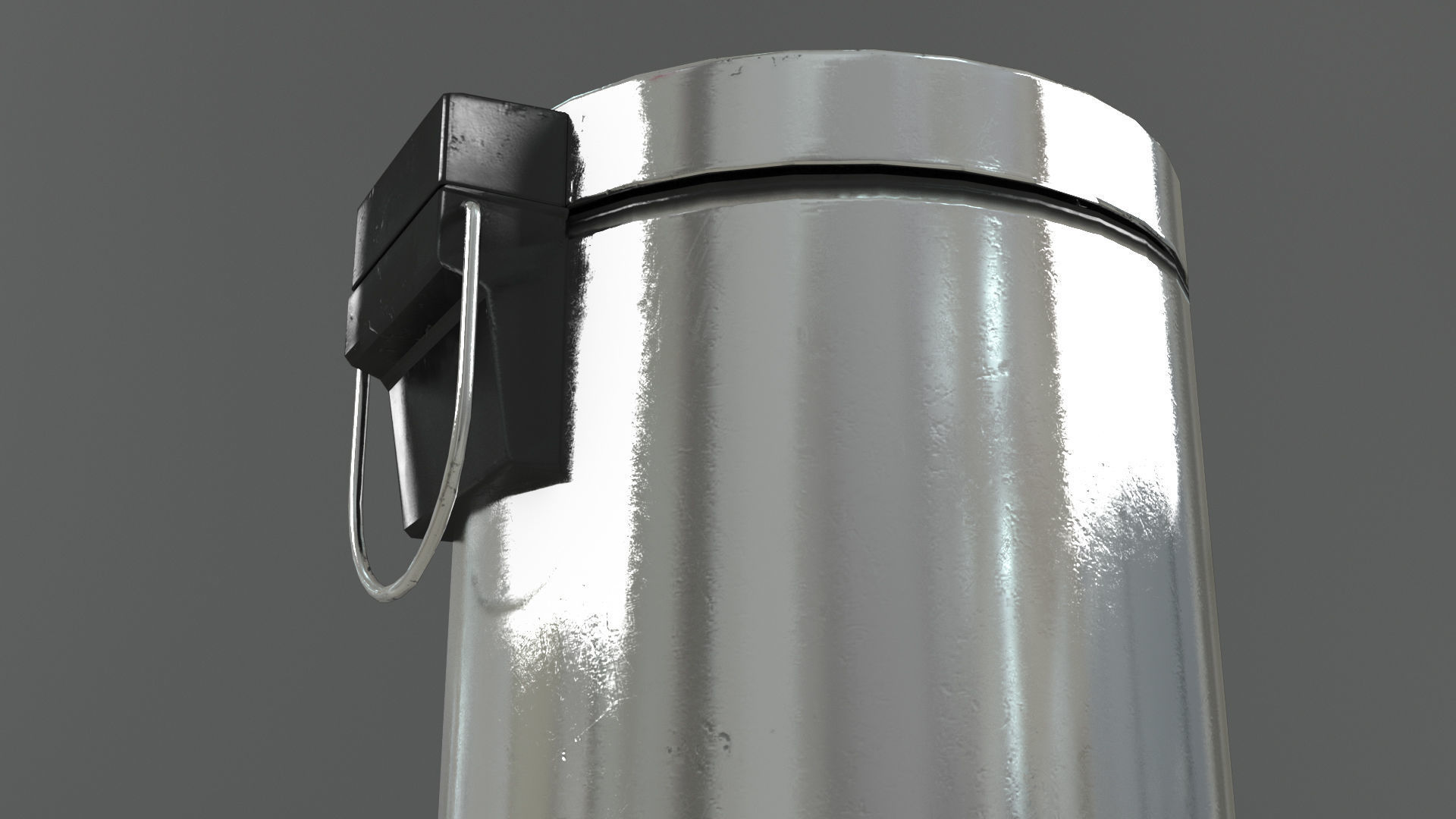 Pedal Trash bin and crumpled paper LowPoly PBR Low-poly 3D model_9