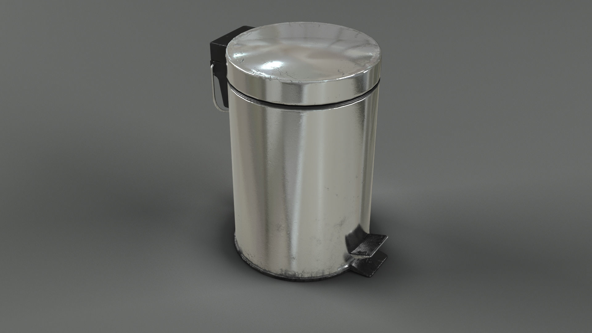 Pedal Trash bin and crumpled paper LowPoly PBR Low-poly 3D model_2