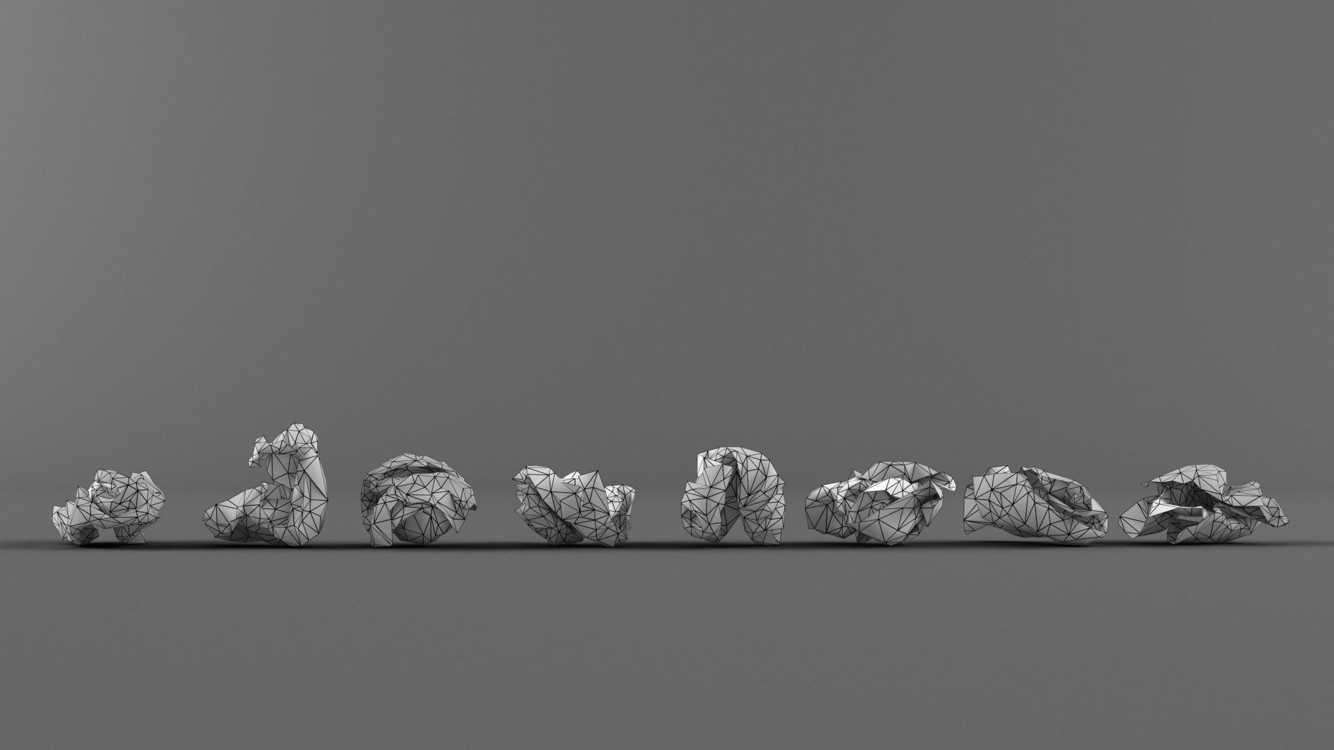 Trash bin and crumpled paper LowPoly PBR Low-poly 3D model_16