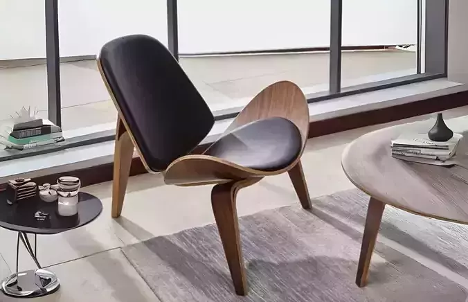 Lounge Chair Hans Wegner Shell Armchair Low-poly 3D model