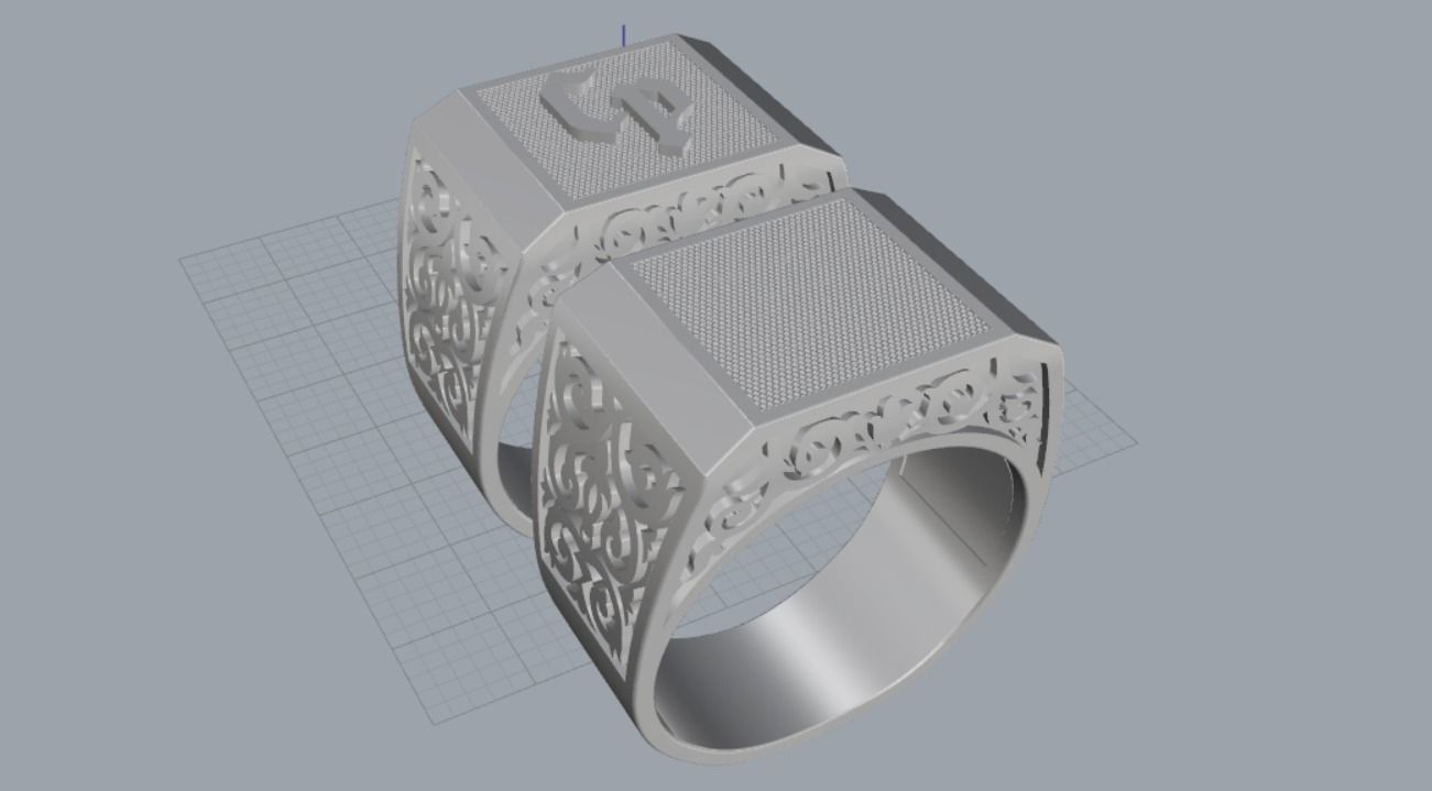 2 pieces ring with letters 3D print model_10
