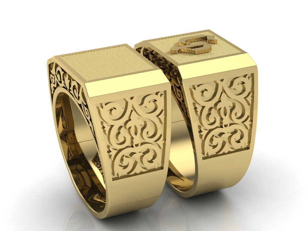 2 pieces ring with letters 3D print model_15