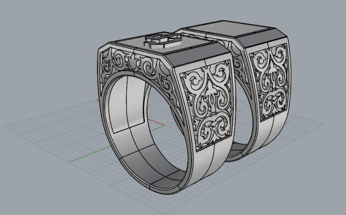 2 pieces ring with letters 3D print model_7