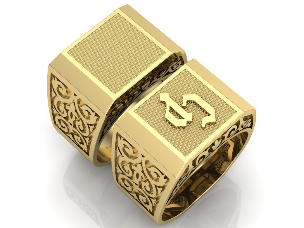 2 pieces ring with letters 3D print model_16