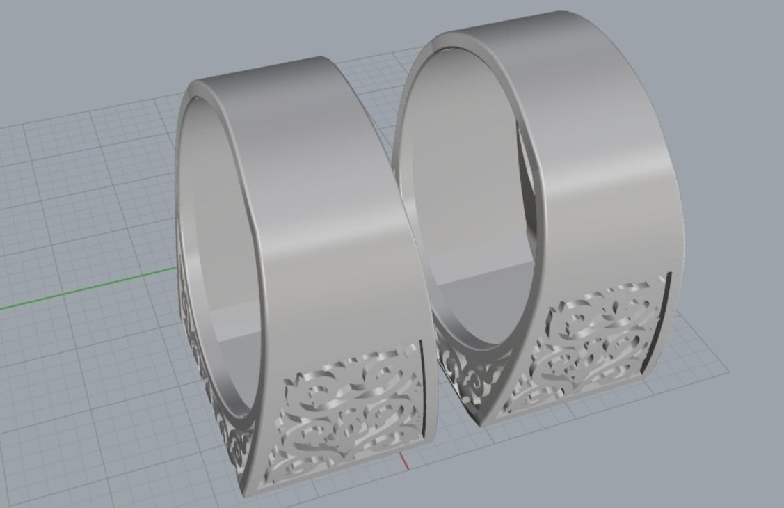 2 pieces ring with letters 3D print model_9