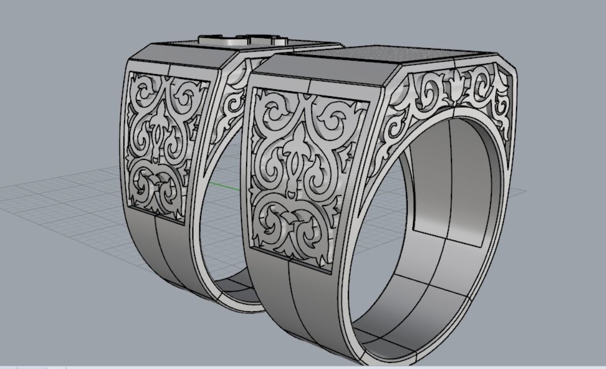 2 pieces ring with letters 3D print model_6