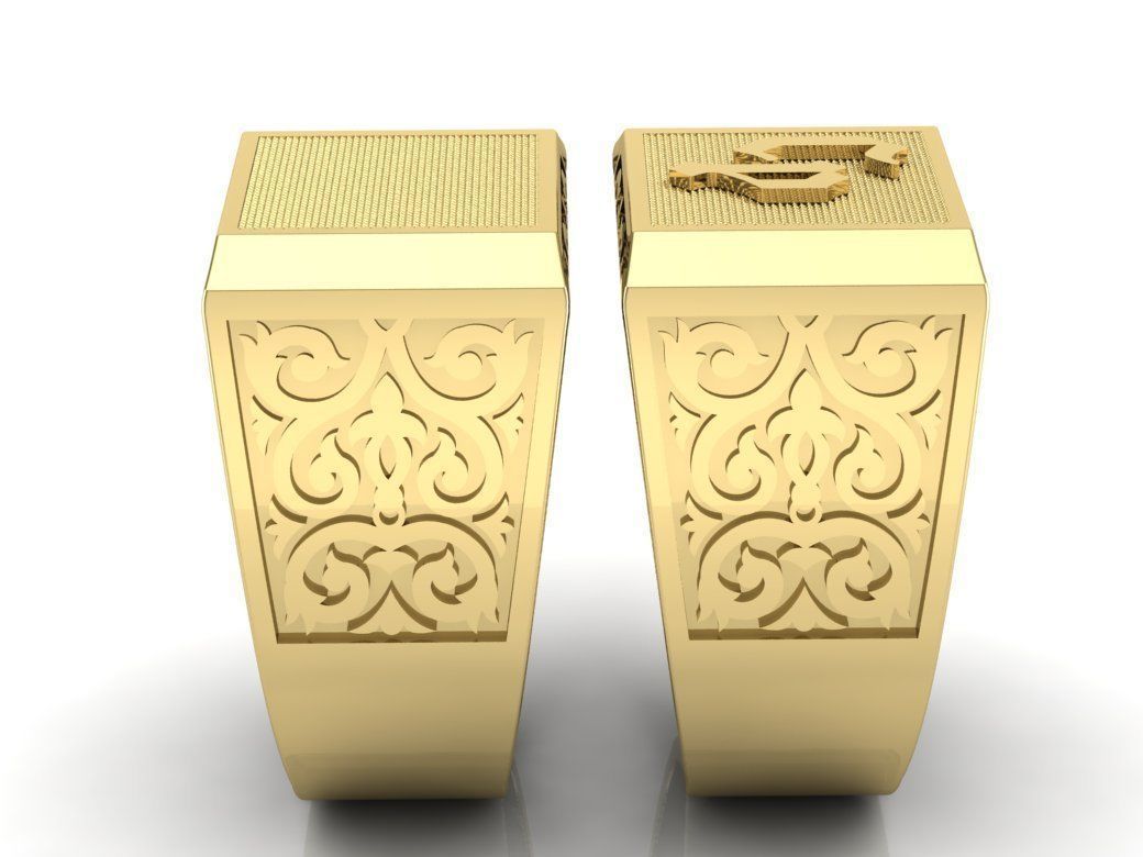 2 pieces ring with letters 3D print model_3