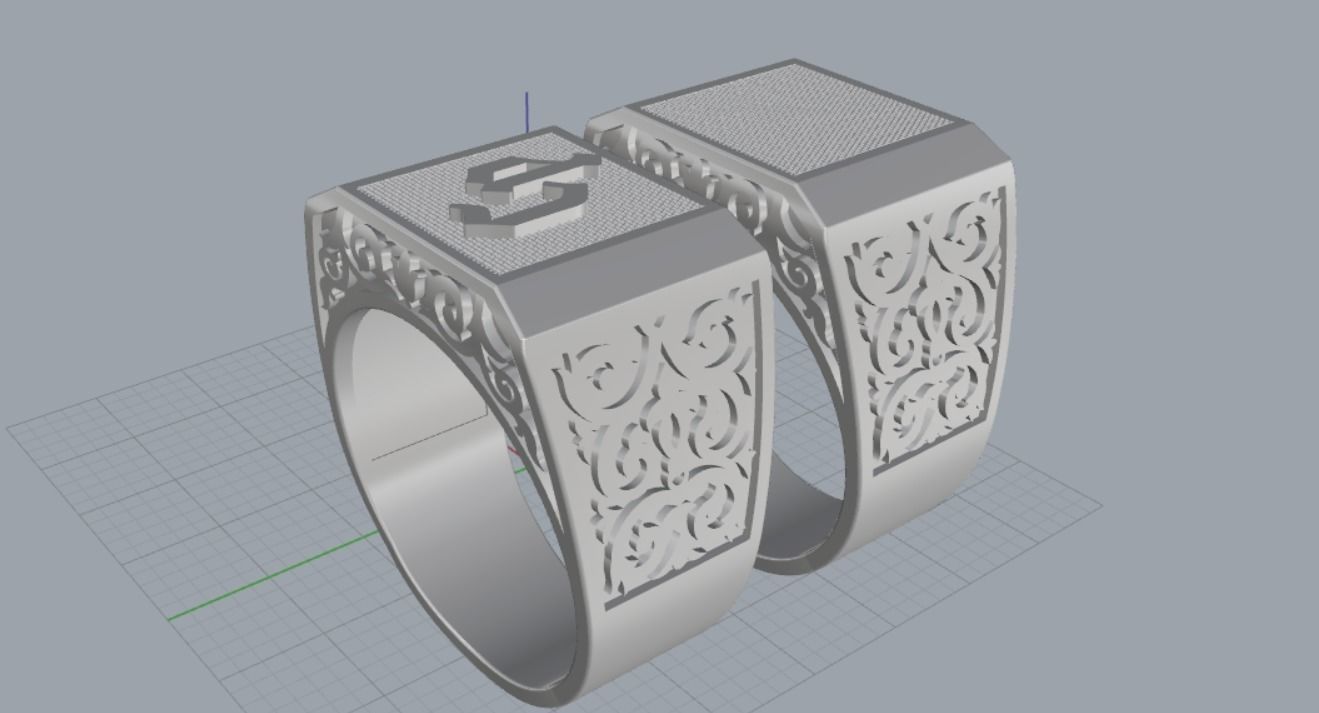 2 pieces ring with letters 3D print model_8