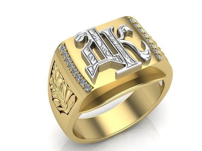 ring letters and leaves 3D print model