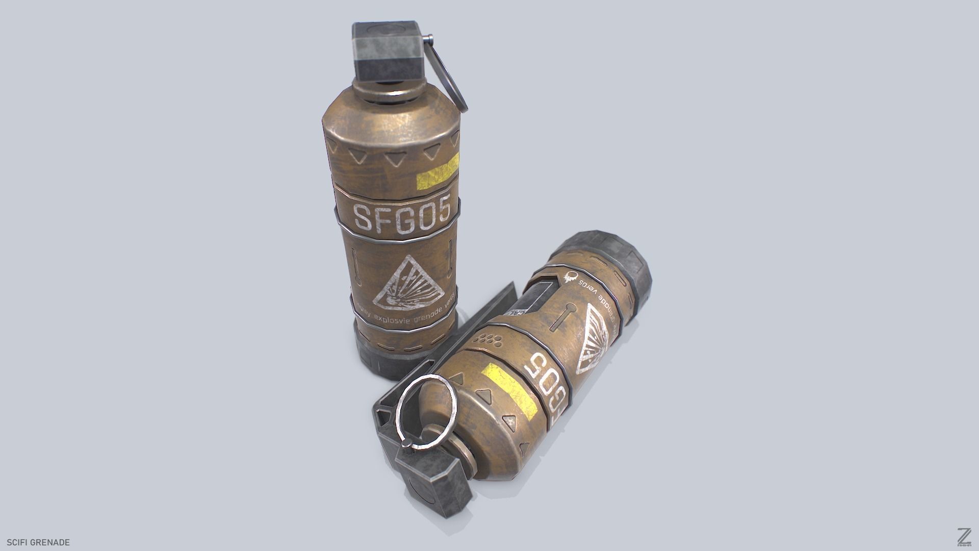 Scifi grenade Low-poly 3D model_8