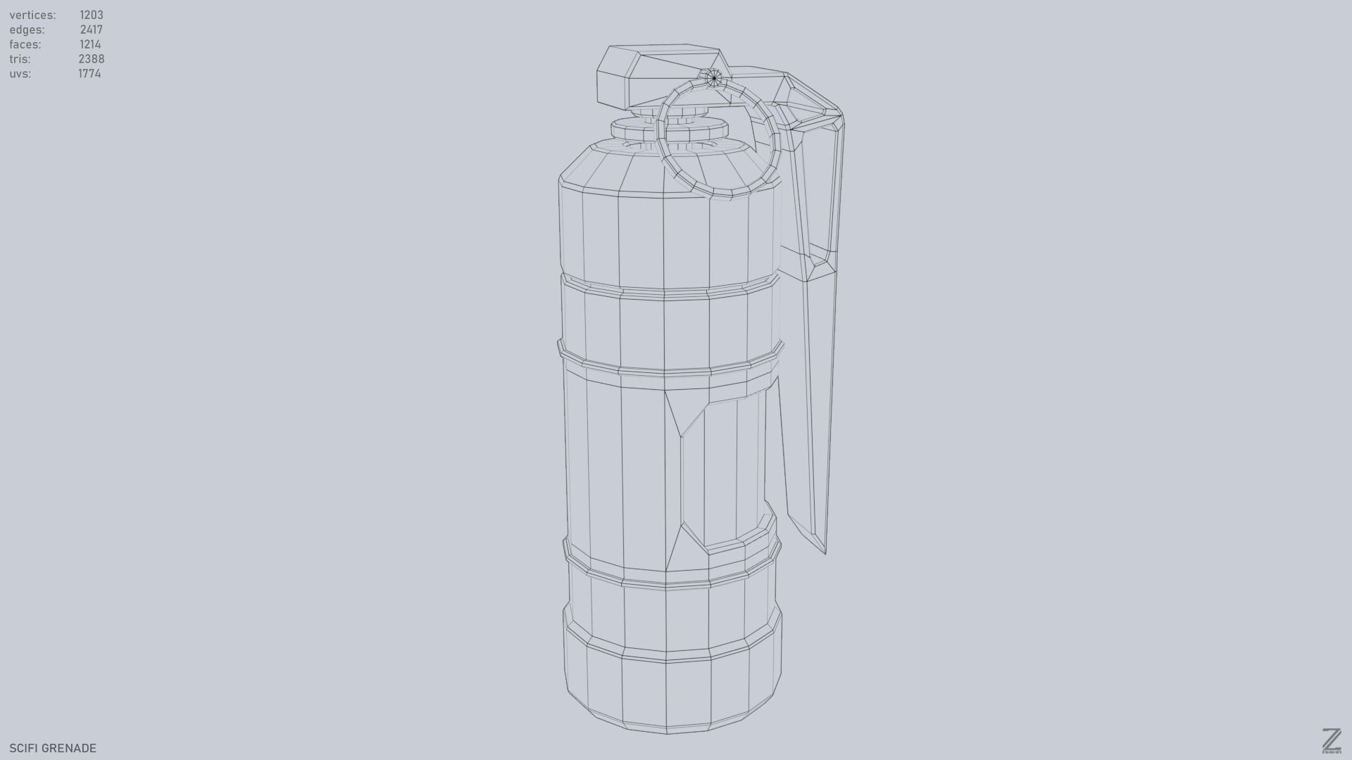 Scifi grenade Low-poly 3D model_9