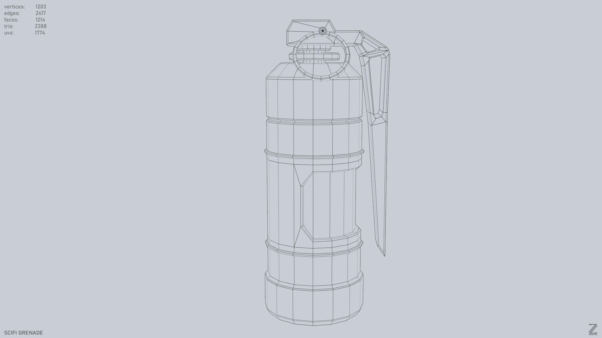 Scifi grenade Low-poly 3D model_10