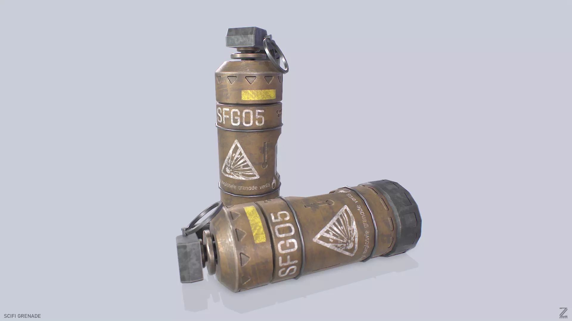Scifi grenade Low-poly 3D model_0