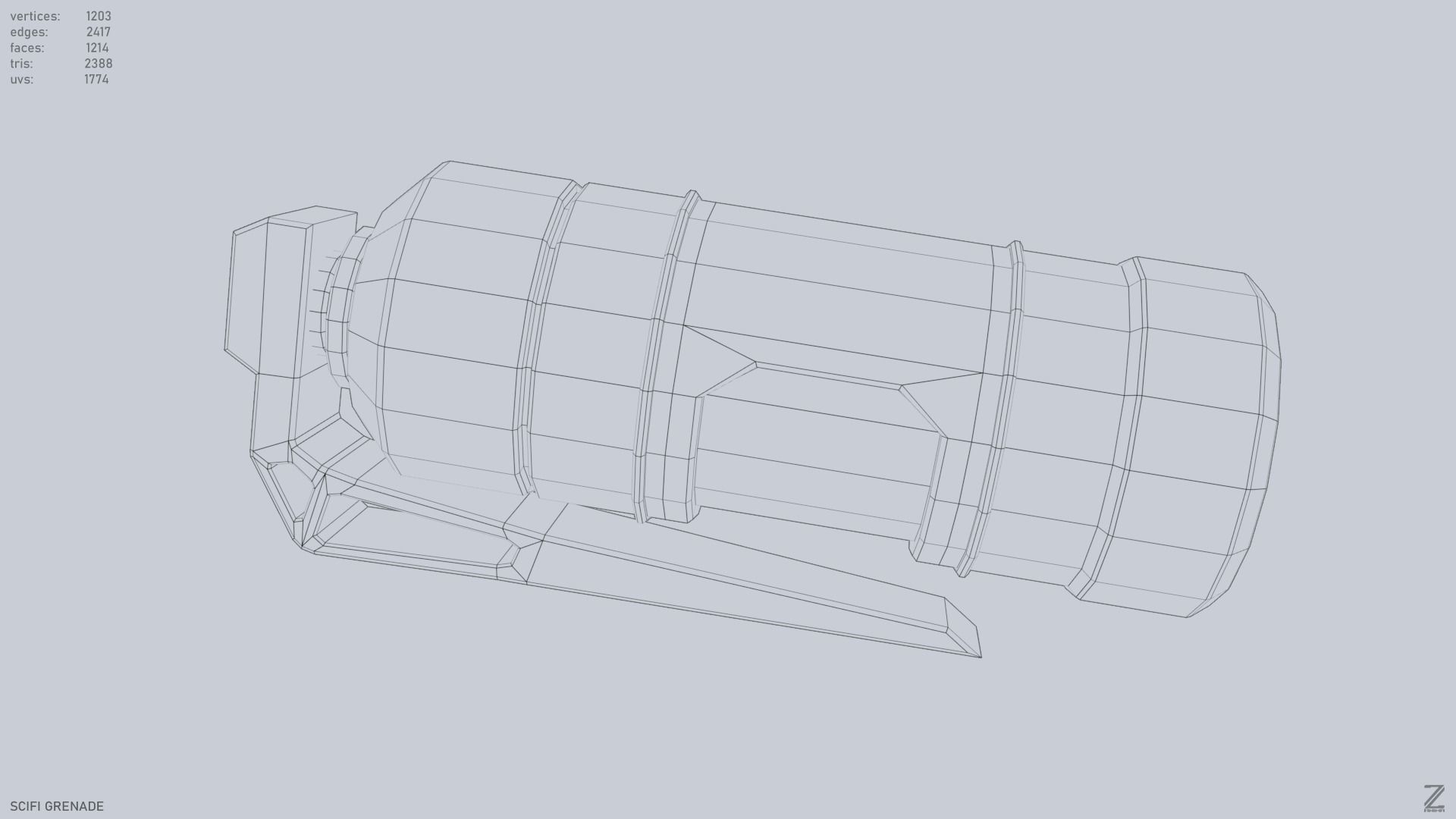 Scifi grenade Low-poly 3D model_15