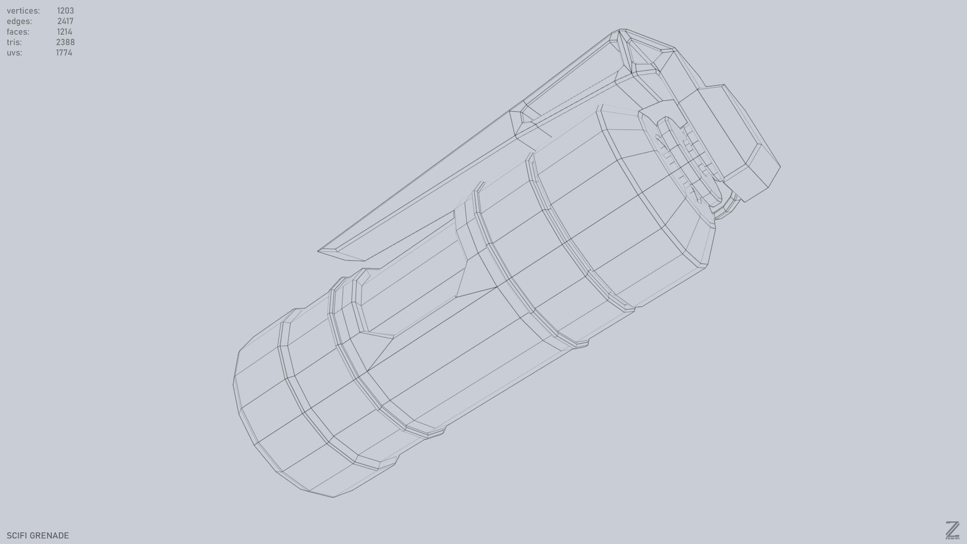 Scifi grenade Low-poly 3D model_12