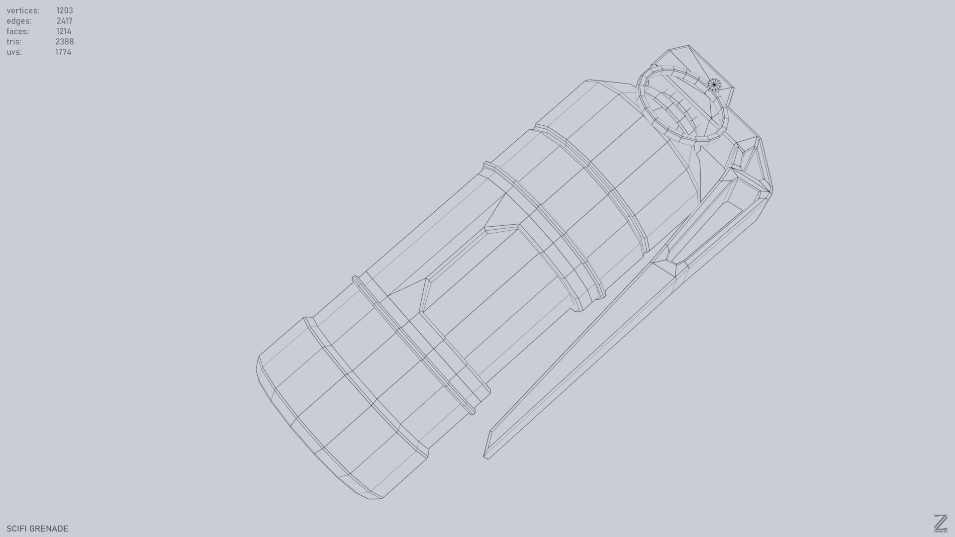 Scifi grenade Low-poly 3D model_13