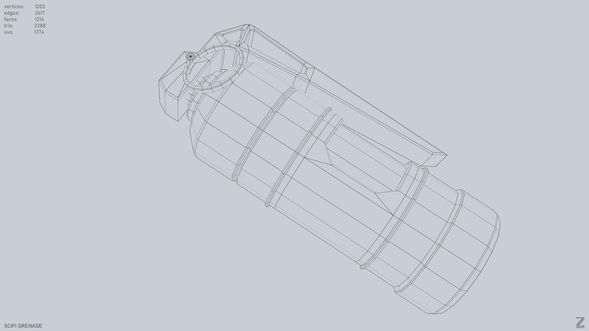 Scifi grenade Low-poly 3D model_11