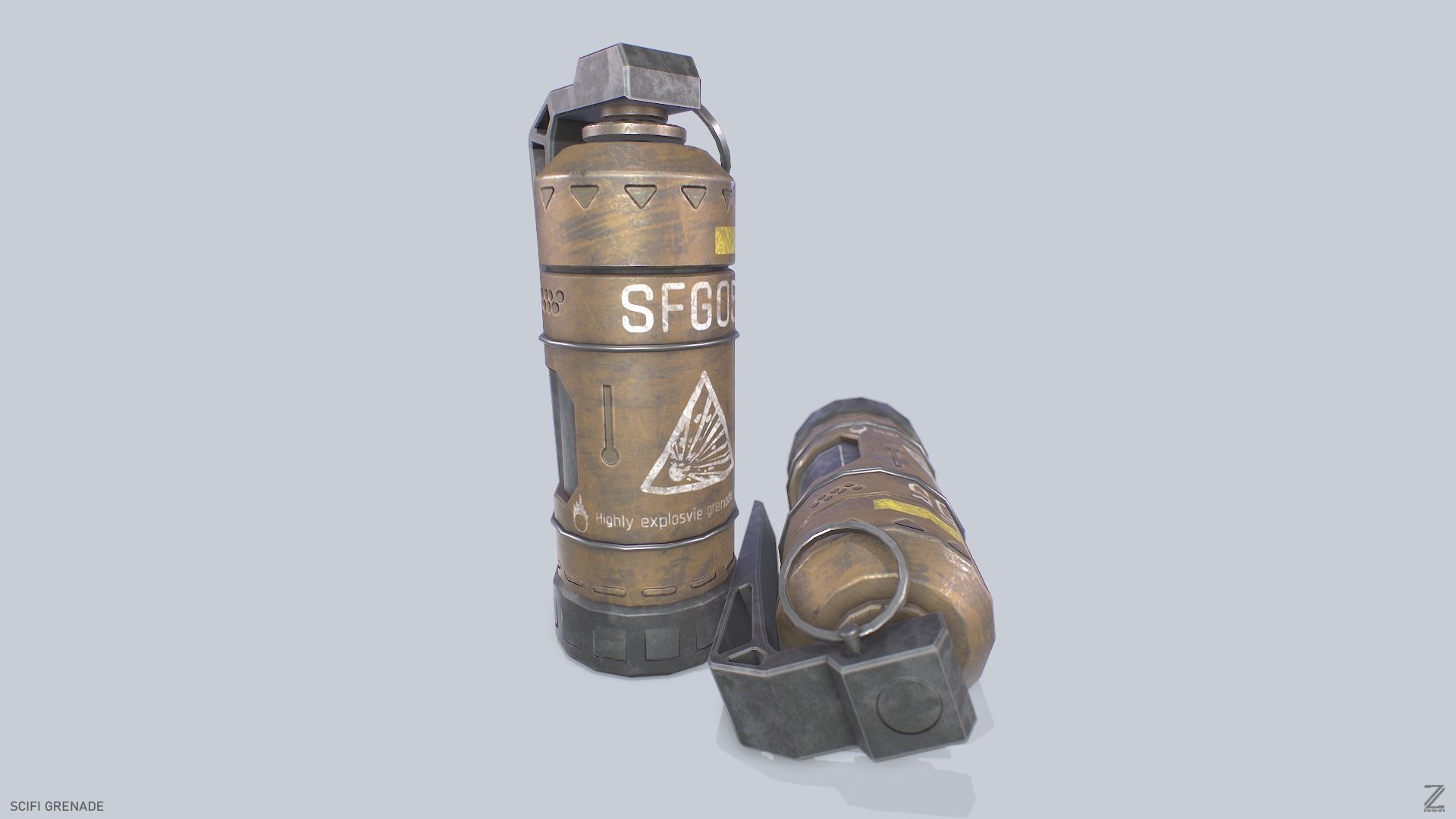 Scifi grenade Low-poly 3D model_4