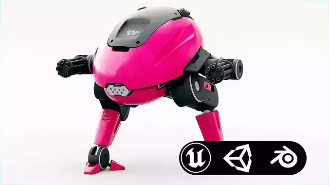MILITARY BOT B-6000 Rigged for Unreal Engine - Unity - MIXAMO 3D model