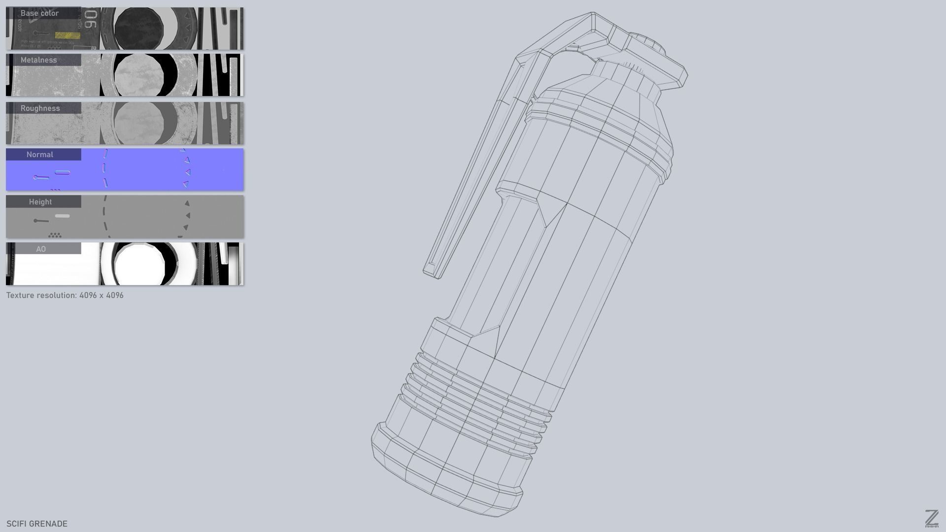 Scifi grenade Low-poly 3D model_3